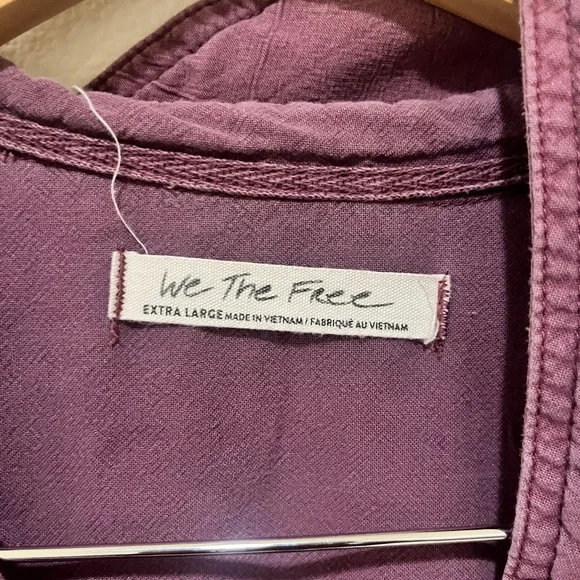 We The Free Free People Purple Button Down Shirt Size XL - Picture 4 of 6